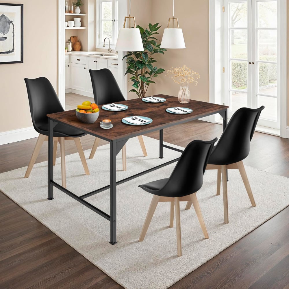 Table de salle à manger style industriel 120 x 75 x 75 cm bois foncé