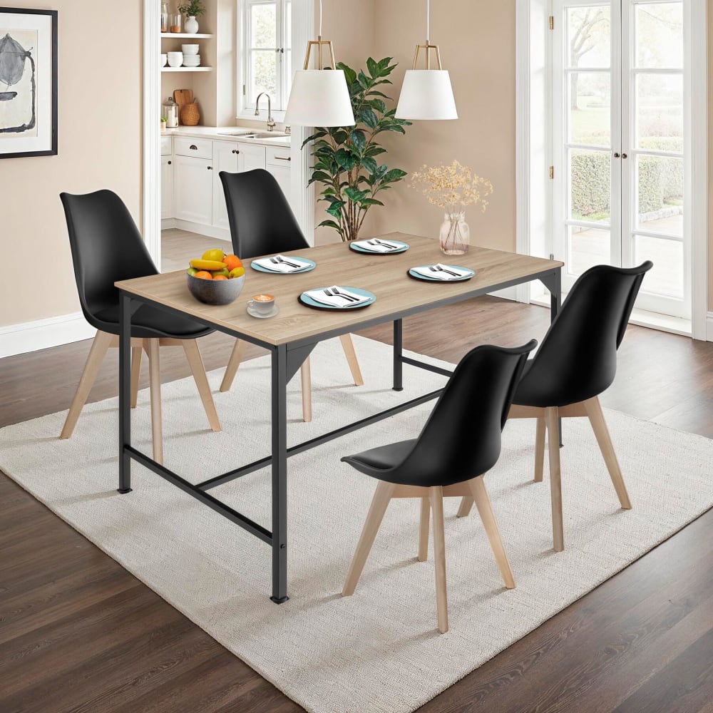 Table de salle à manger style industriel 120 x 75 x 75 cm bois clair
