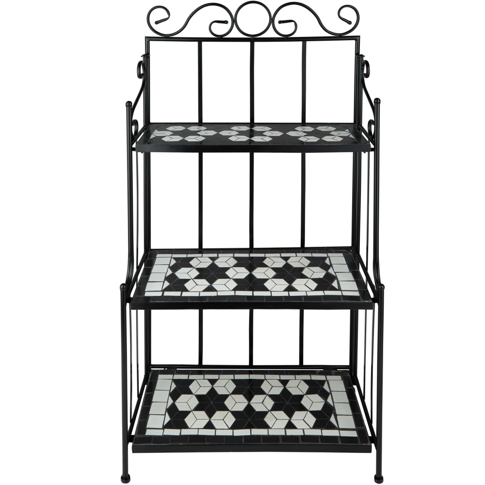 Etagère pour plantes mosaïque 3 niveaux noir/blanc — vue 4