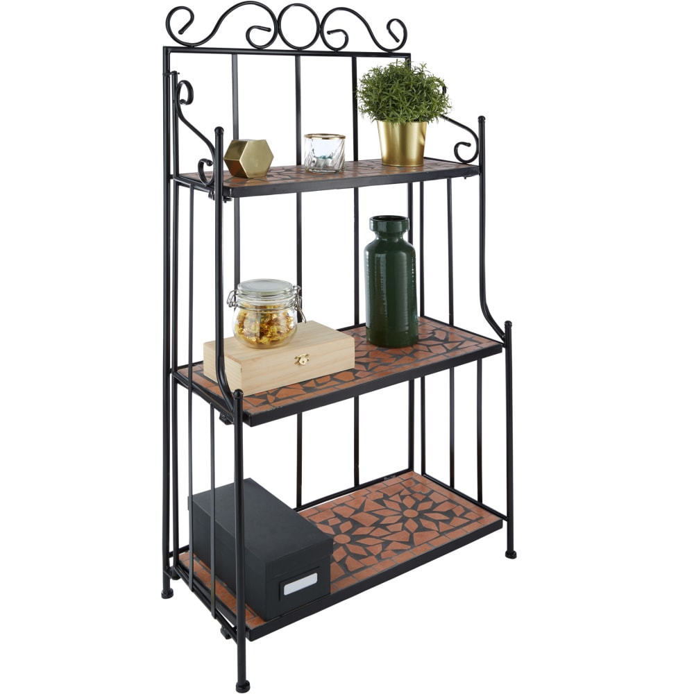 Etagère pour plantes mosaïque 3 niveaux marron terracotta — vue 3