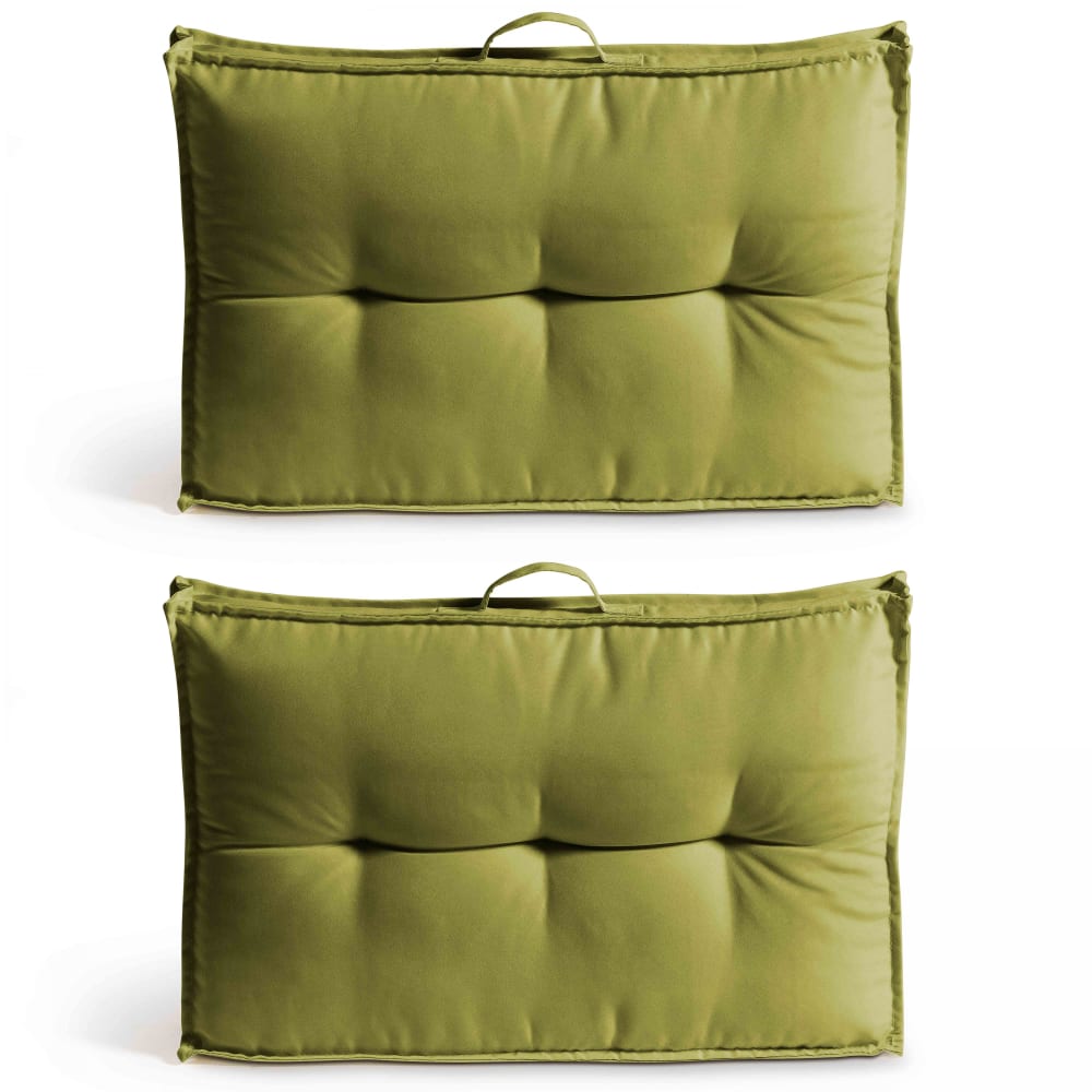 Lot 2 coussins palette dossier polyester vert 60x40x12 cm