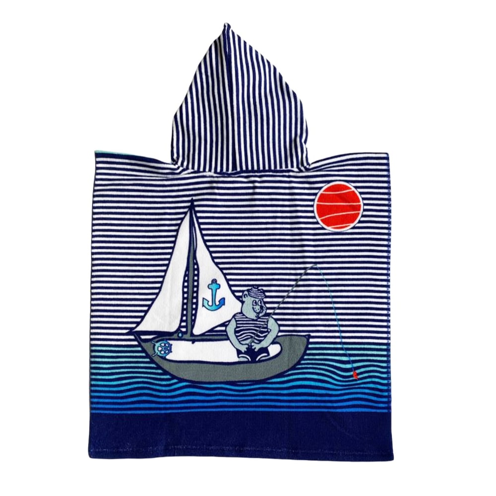 Poncho microfibre enfant Teddy 60x120cm bleu - Maisons du Monde