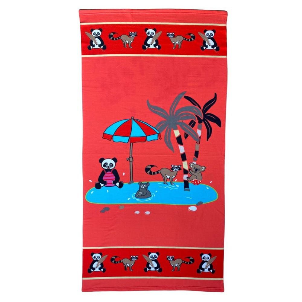 Toalla de microfibra con estampado rojo  70 x 140
