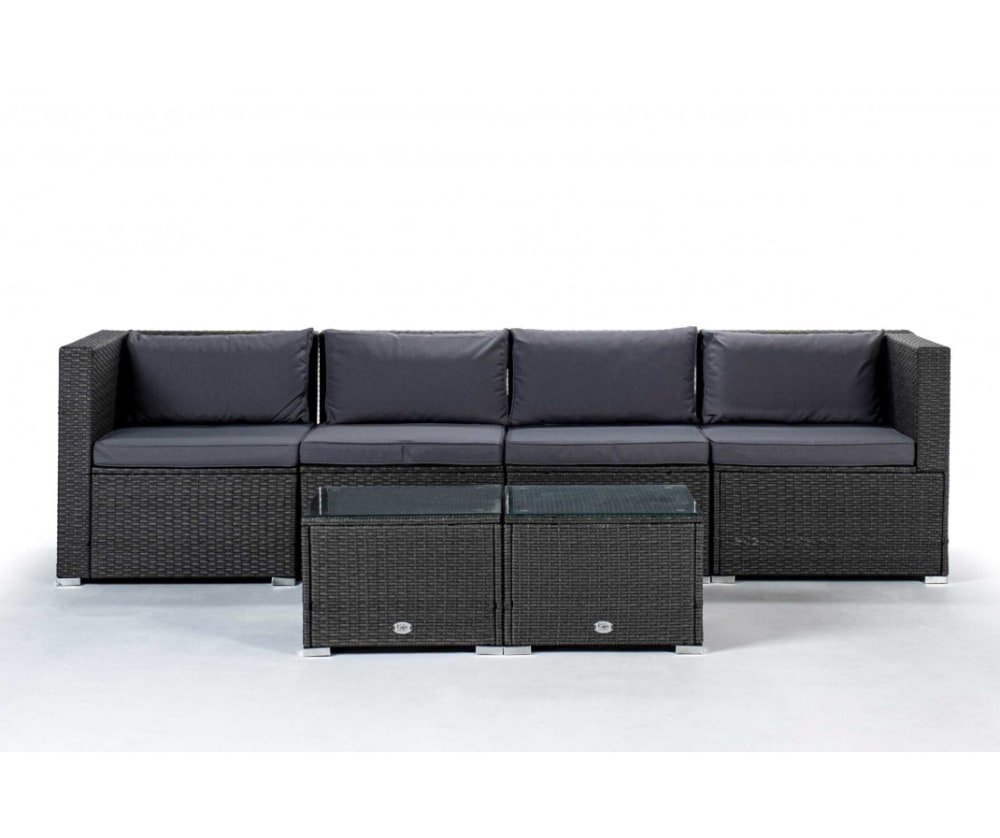 Salon de jardin Canapé Quadruple avec table double 4 Places Gris