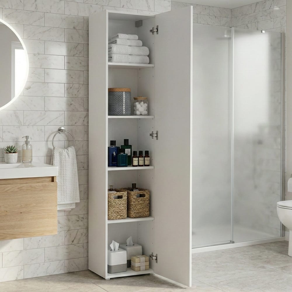 Armoire polyvalente 1 porte effet bois blanc brillant 40x30 cm - Maisons du Monde