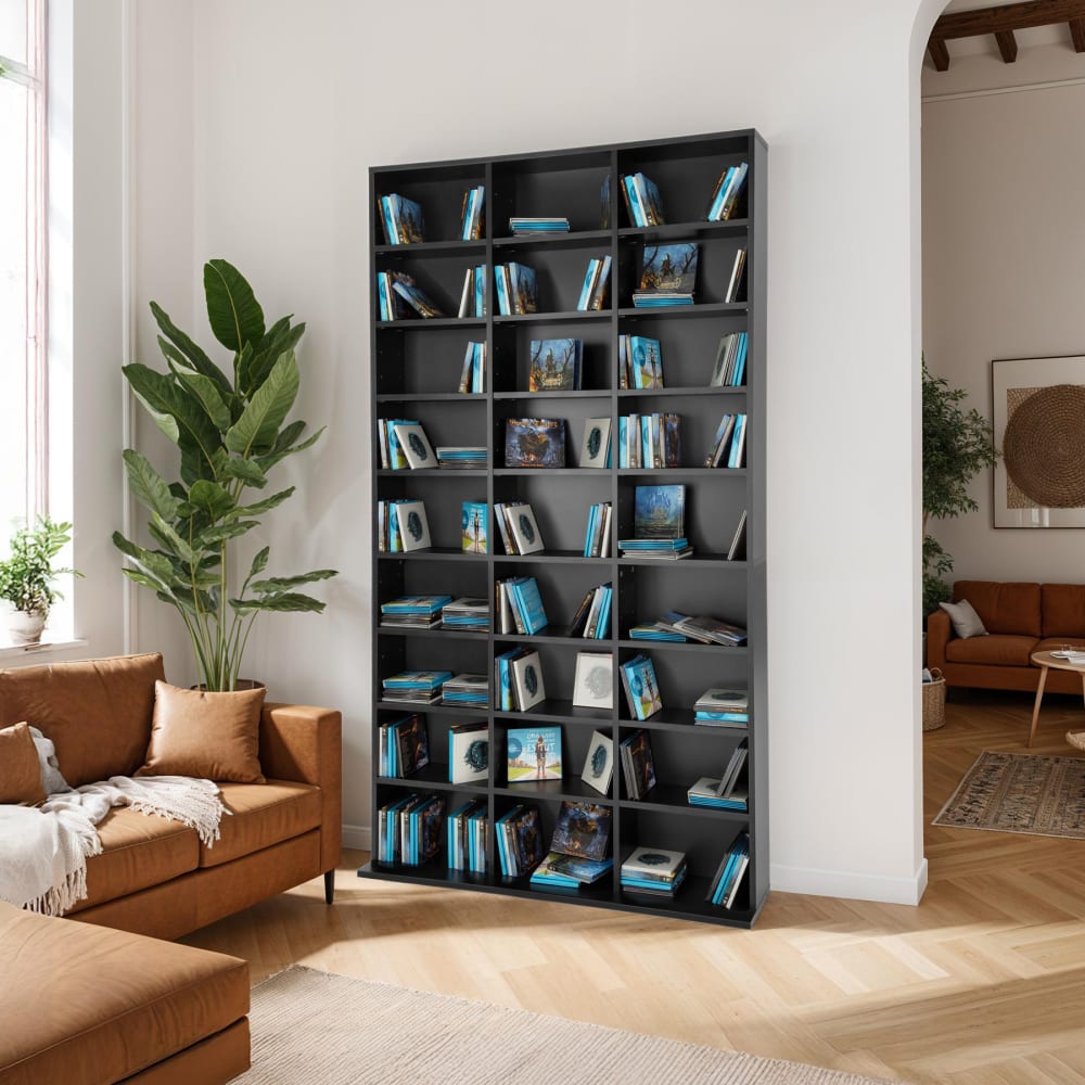 Étagères de rangement ajustables effet bois noir