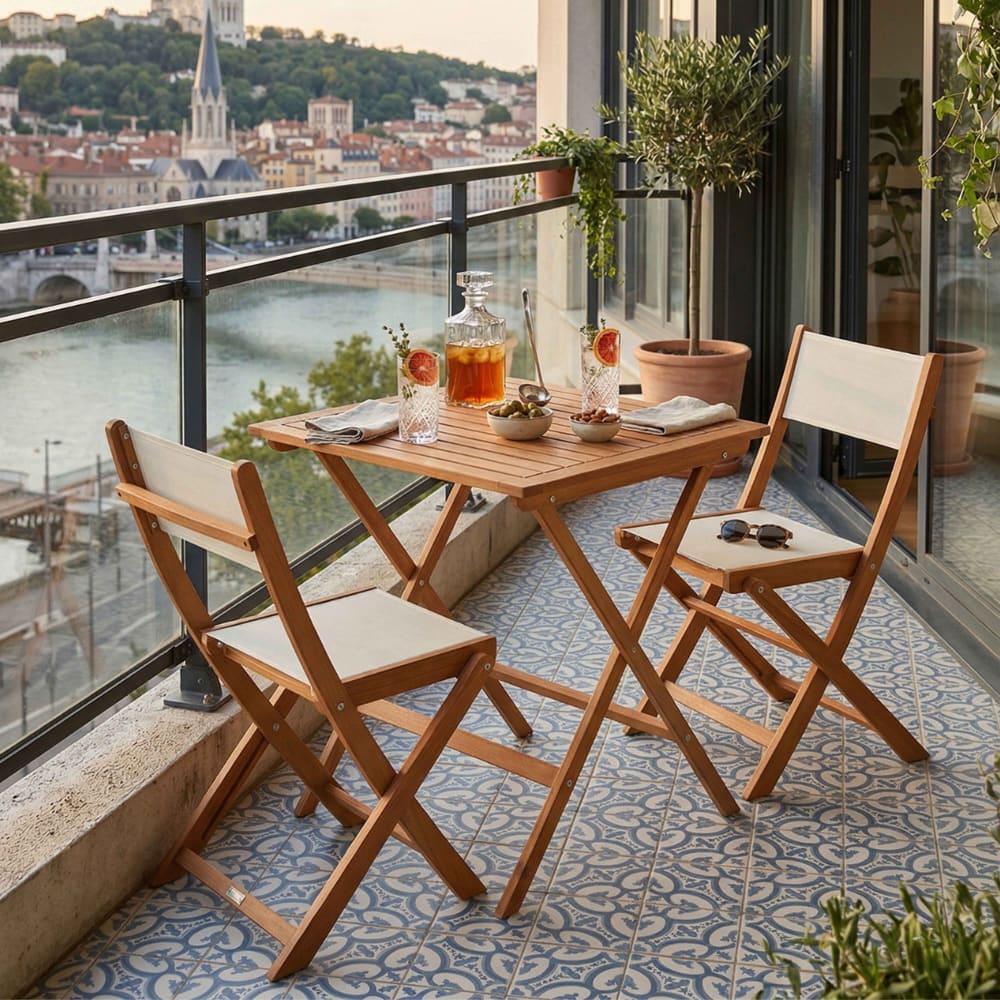 Ensemble table carrée pliante et 2 chaises pliantes blanches - Maisons du Monde