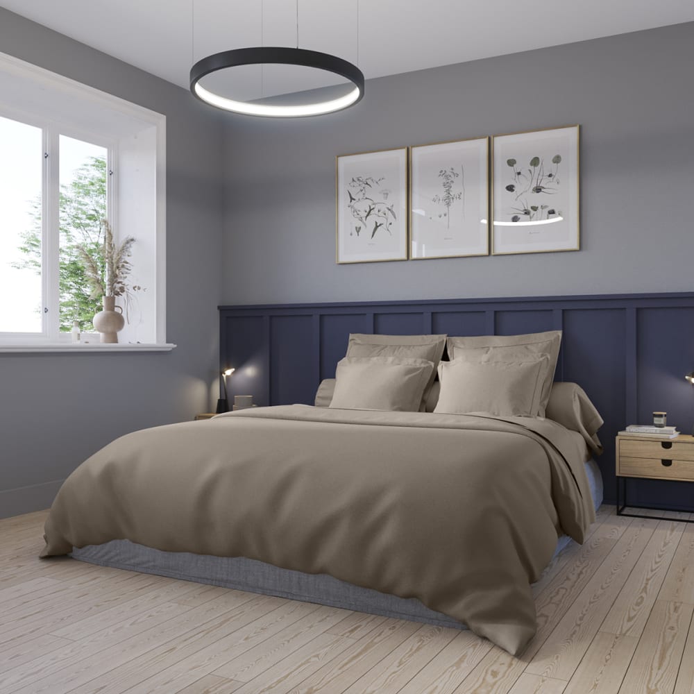 Housse de couette   satin de coton coloris taupe 220x240 cm