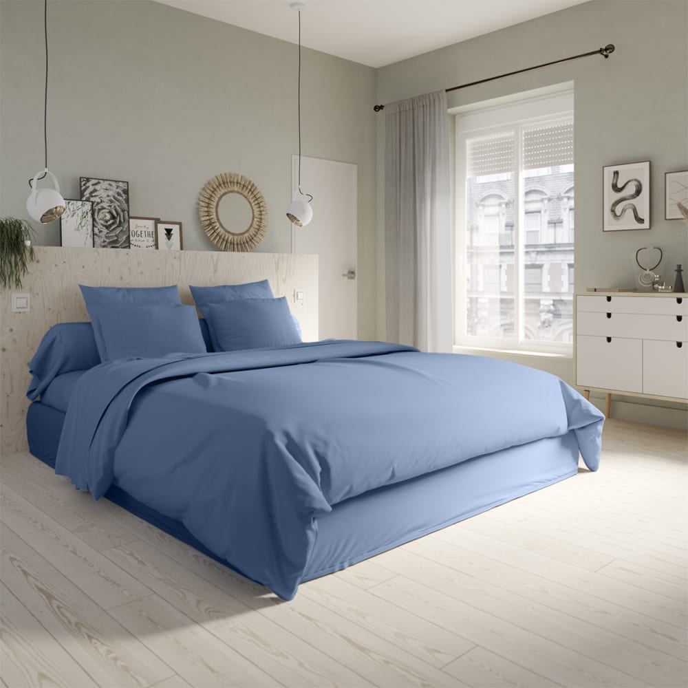 Housse de couette   coton bleu 200x200 cm