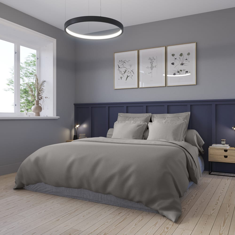 Housse de couette   satin de coton coloris gris 200x200 cm