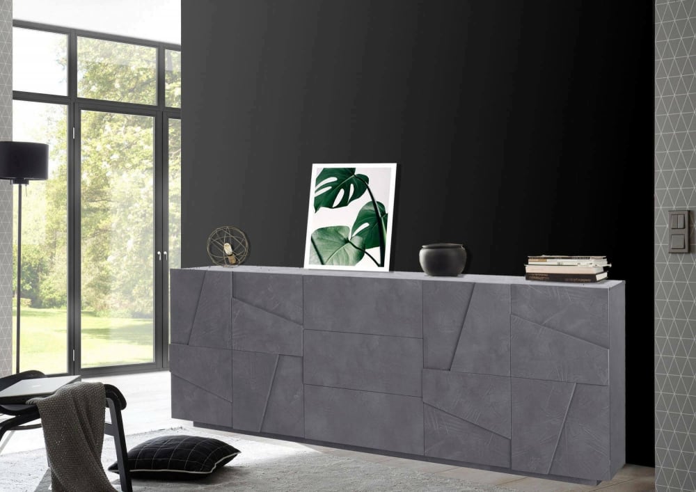 Buffet effet bois ardoise 224x44 cm