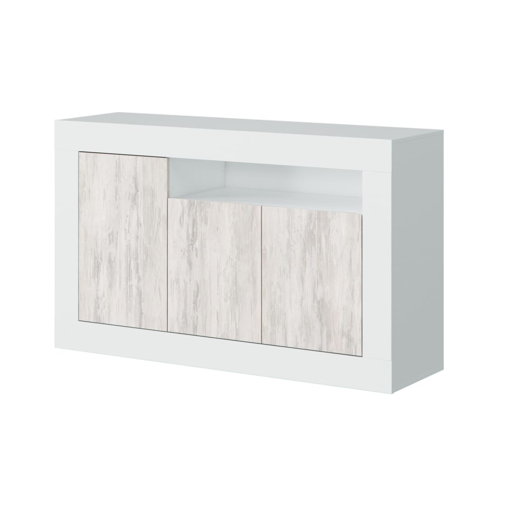Aparador con 3 puertas y 1 nicho de almacenamiento l144 cm - blanco