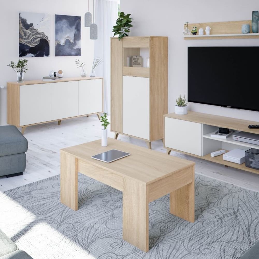 Buffet 3 puertas con 3 estantes kikua plus - l154cm - blanco - Maisons du Monde