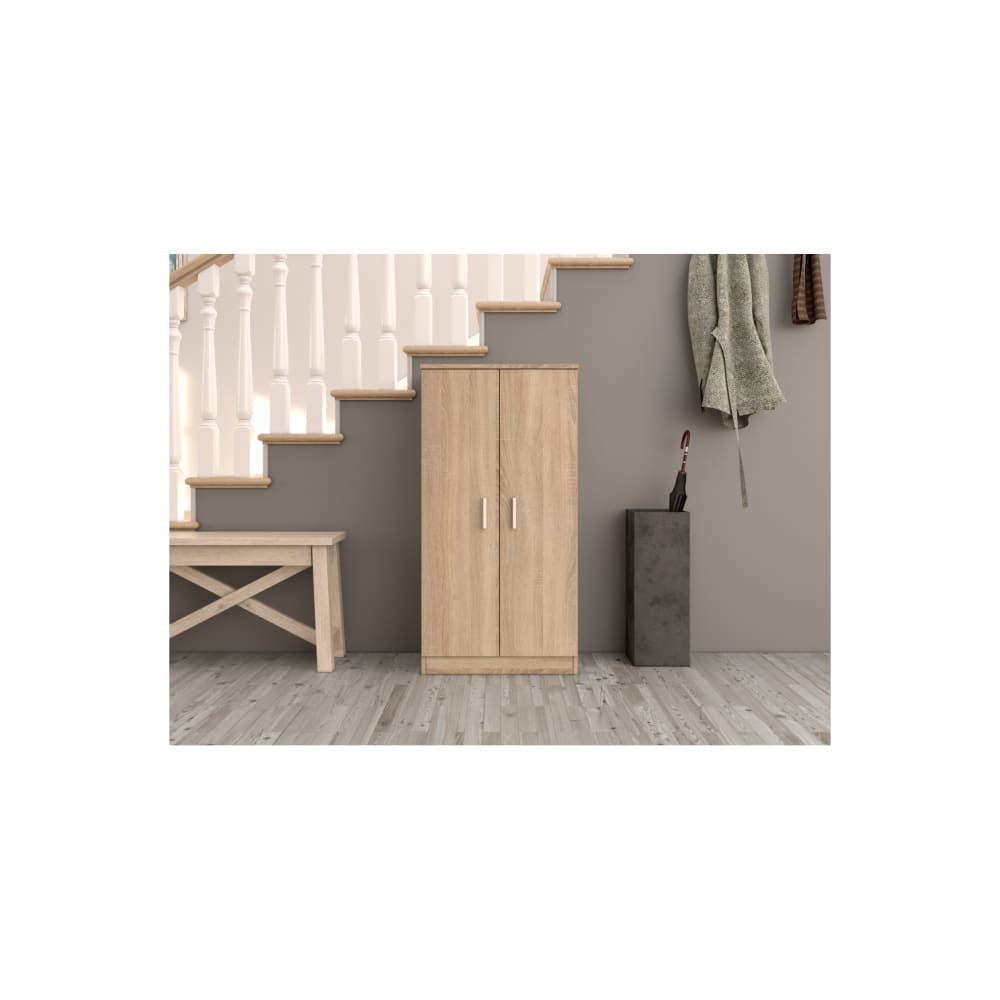 Schuhschrank 2 Türen (30 Paar) - H108cm - Eichenoptik - Maisons