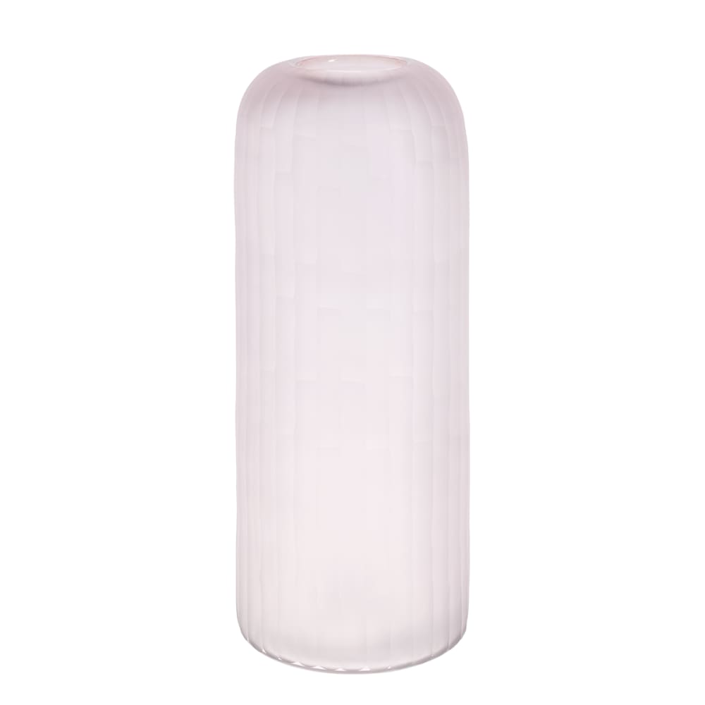 Vase décoratif en verre rose pâle transparent H38