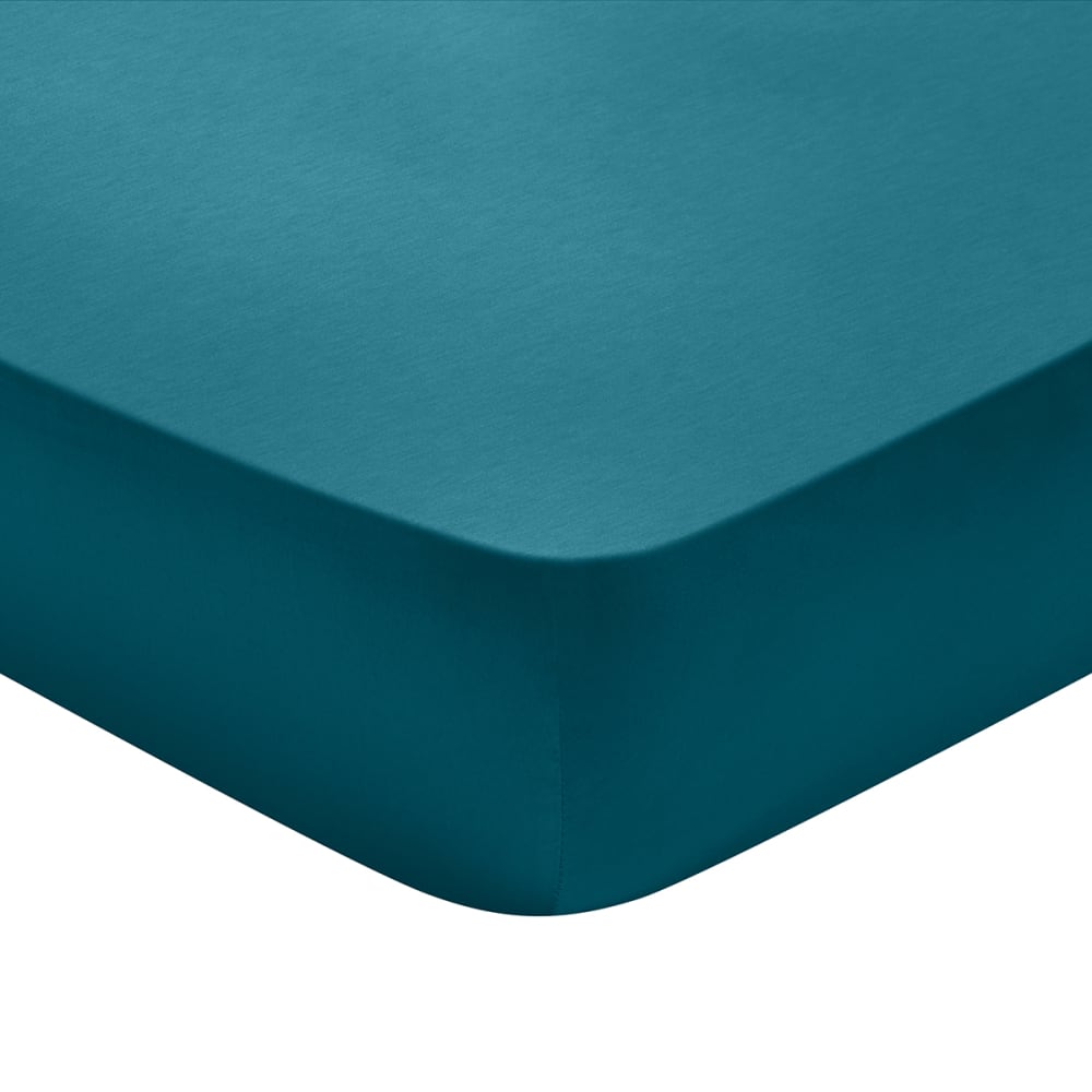 Drap housse   satin de coton coloris canard 90x190 cm