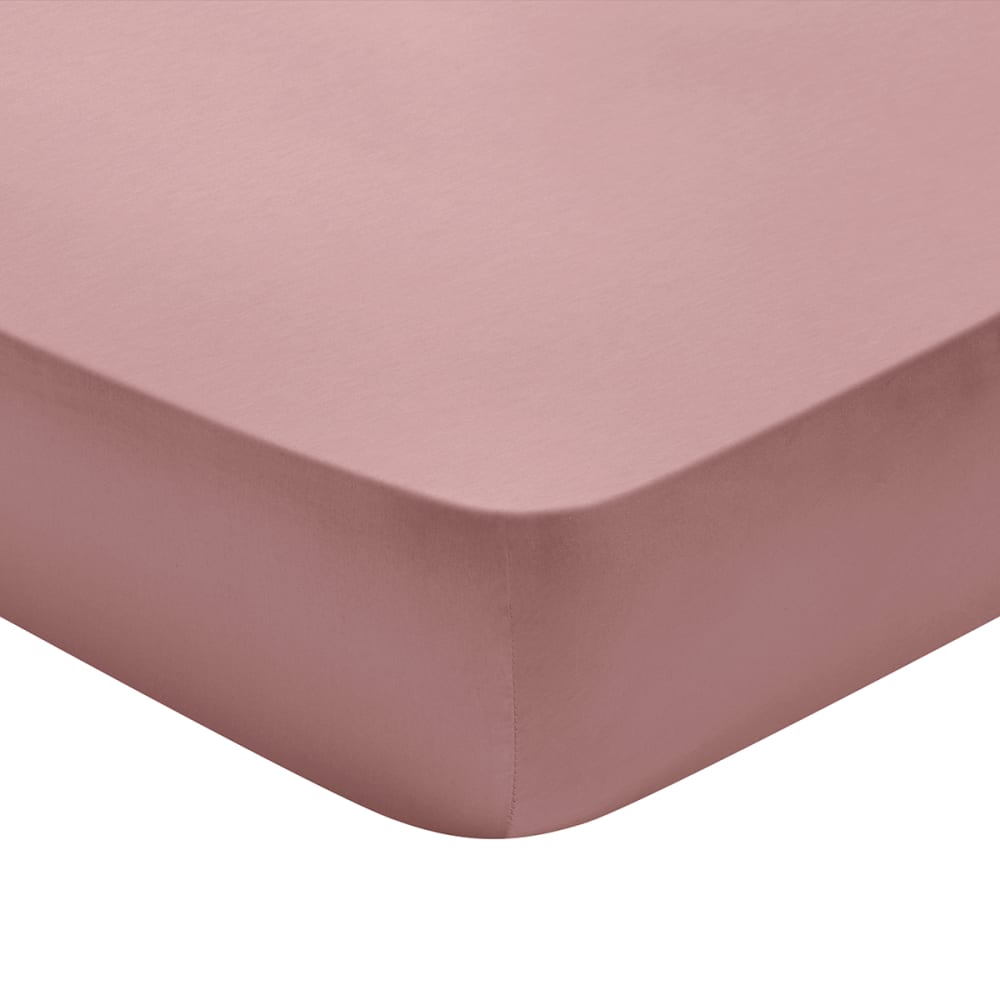 Drap housse   satin de coton coloris rose 160x200 cm
