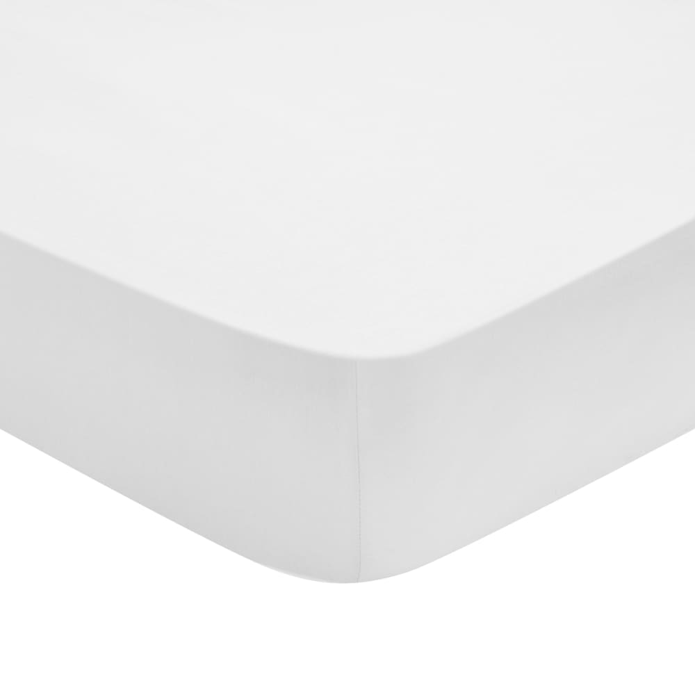 Drap housse percale blanc 180x200 cm