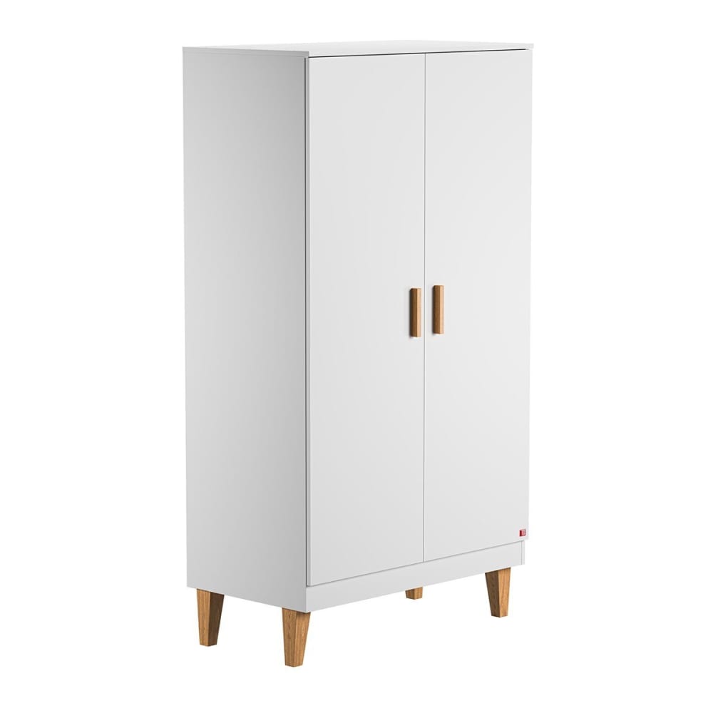 Armoire 2 Portes avec 2 Étagères et 1 Penderie L100 x H186 cm - Blanc