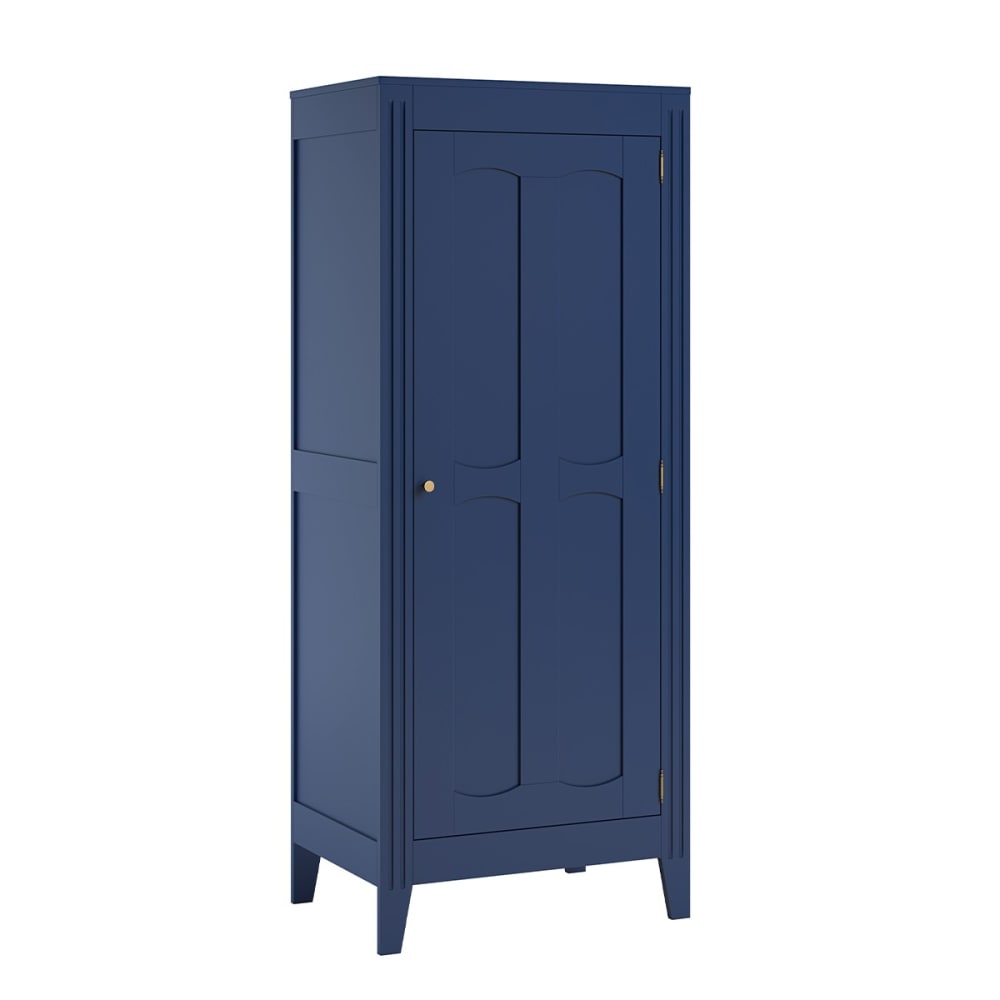 Armoire 1 Porte avec Étagères et Penderie L80.5 x H196.8 cm - Bleu
