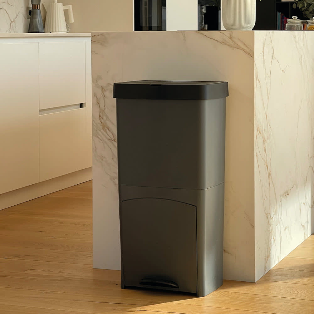 Cubo de basura de cocina de reciclaje gris 70l