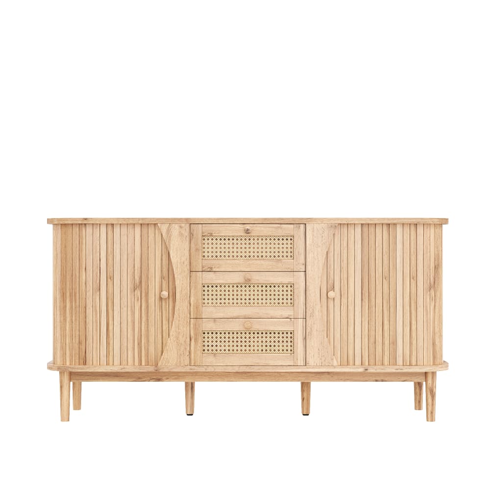 Console en bois naturel avec cannage