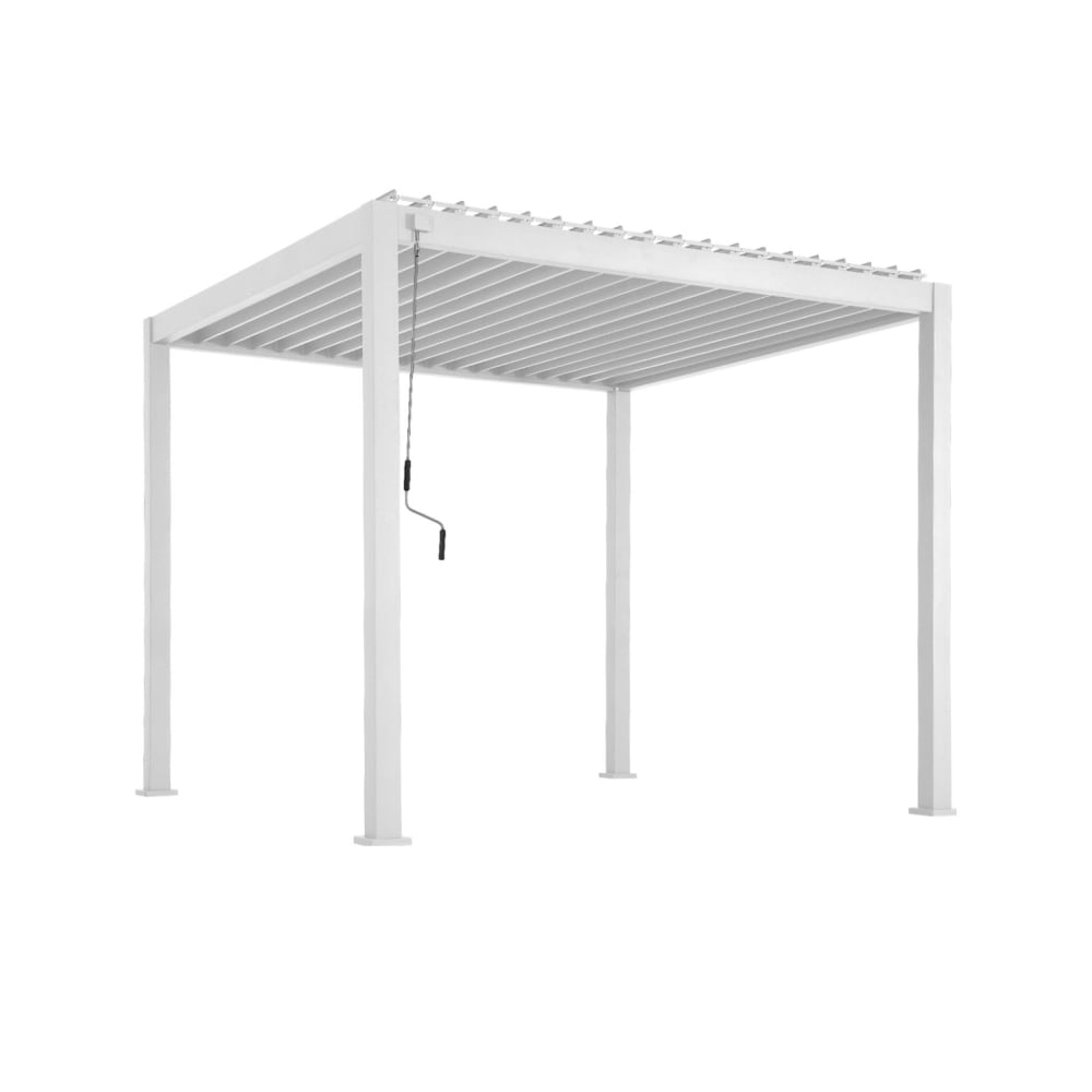 Pergola bioclimatique alu 3x3m blanc, lames orientables - Maisons du Monde