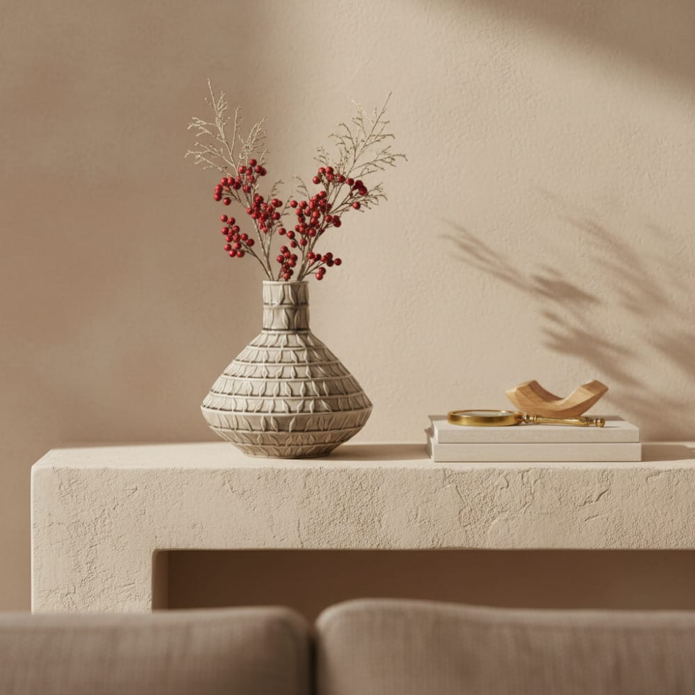 Vase décoratif en céramique crème H30 - Maisons du Monde