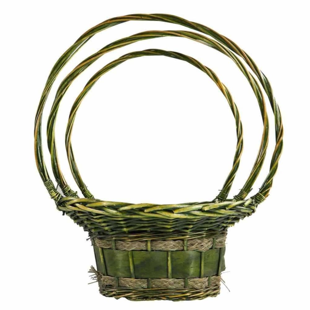 Cestas floristas de mimbre ovaladas set 3 piezas verde - Maisons du Monde