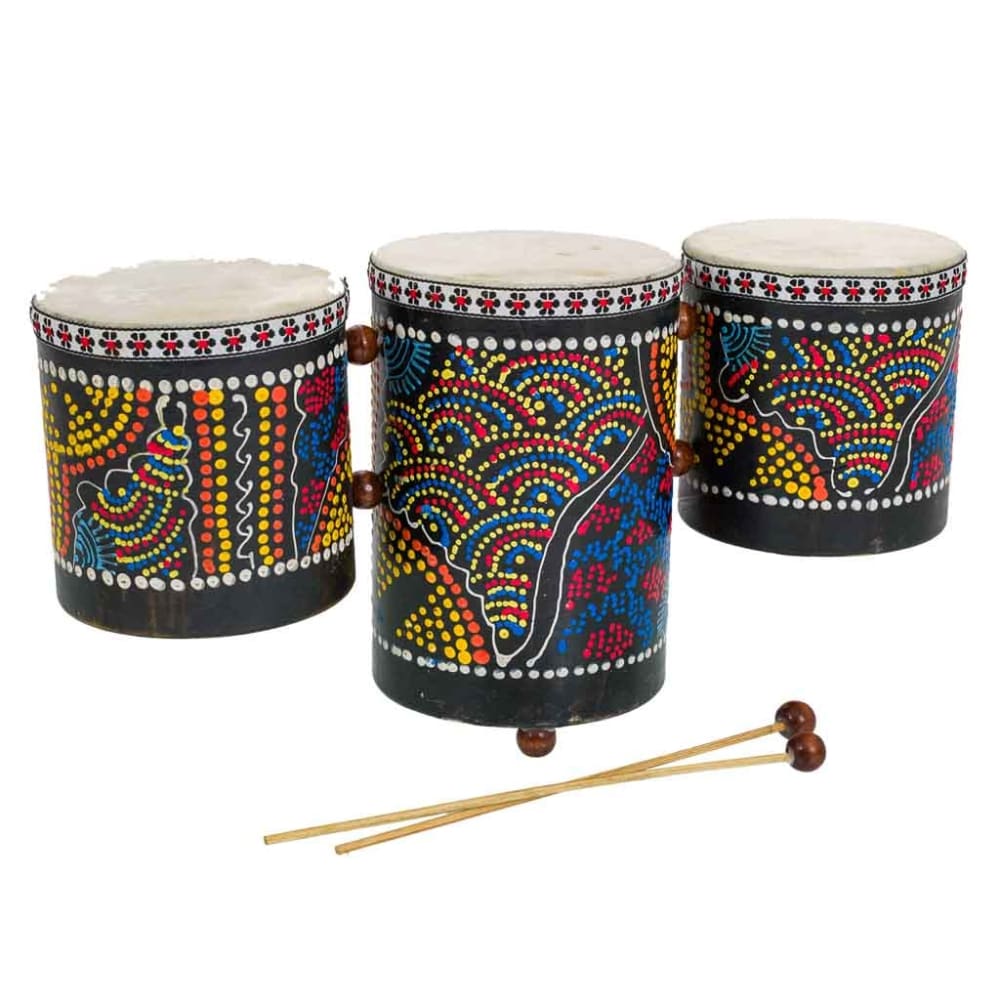 Tambor de 3 cajas multicolor 35x11x17h cm