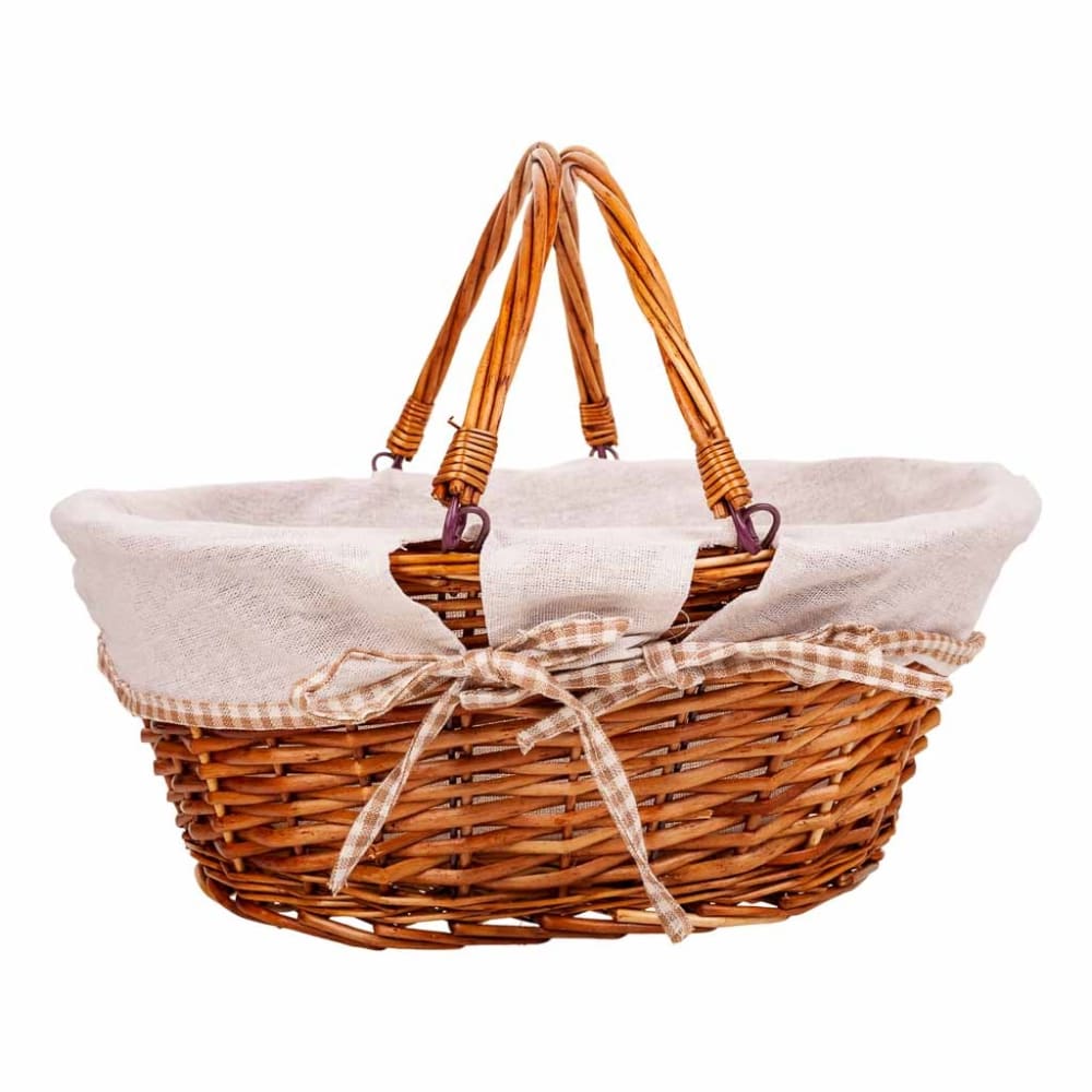 Cesta mimbre forrado asa abatible marrón 40x32x17/30h cm - Maisons du Monde