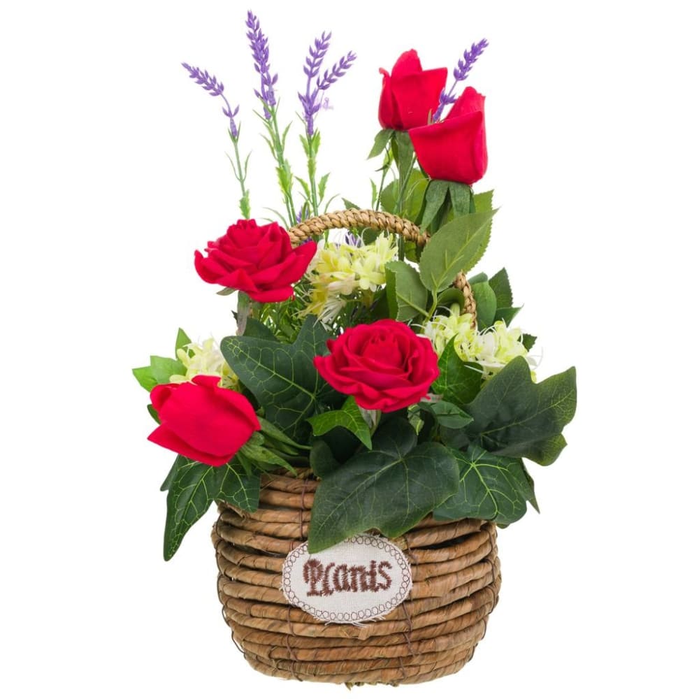 Cesta de cuerda con ramo de flores multicolor 26x26x44h cm - Maisons du Monde