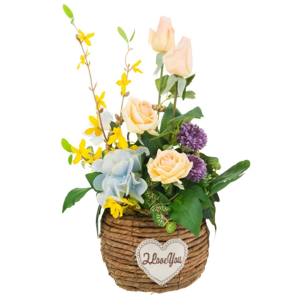 Cesta de cuerda con ramo de flores multicolor 24x23x48h cm - Maisons du Monde