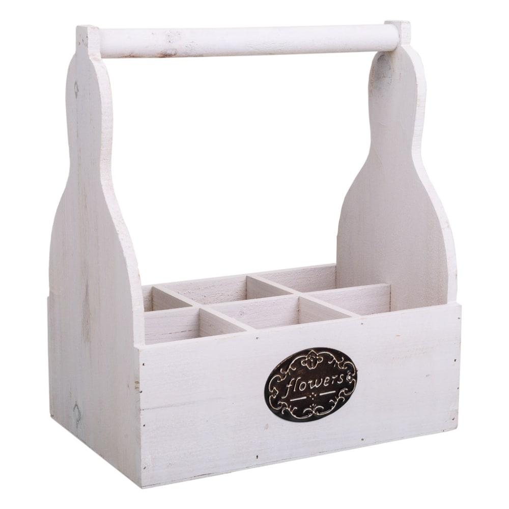 Cesta macetero de madera blanco 26x17,5x10/30h cm