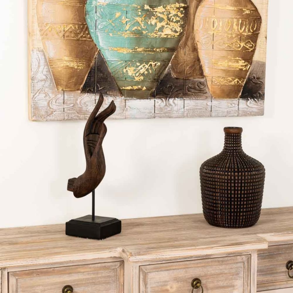 Figura decorativa marrón y negro 17x12x43h cm - Maisons du Monde
