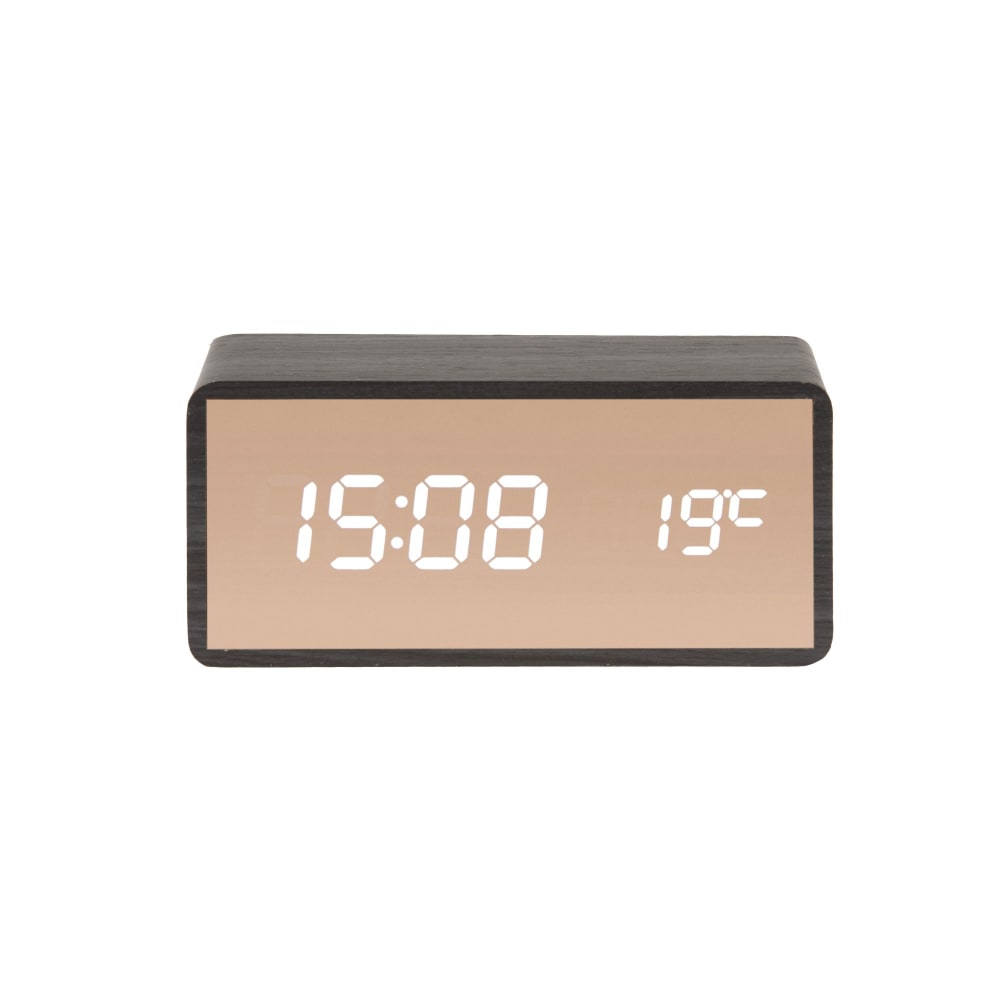 Karlsson Réveil vernis à bois noir 15x7cm style contemporain - Pvc - Poly Chlorure De Vinyle