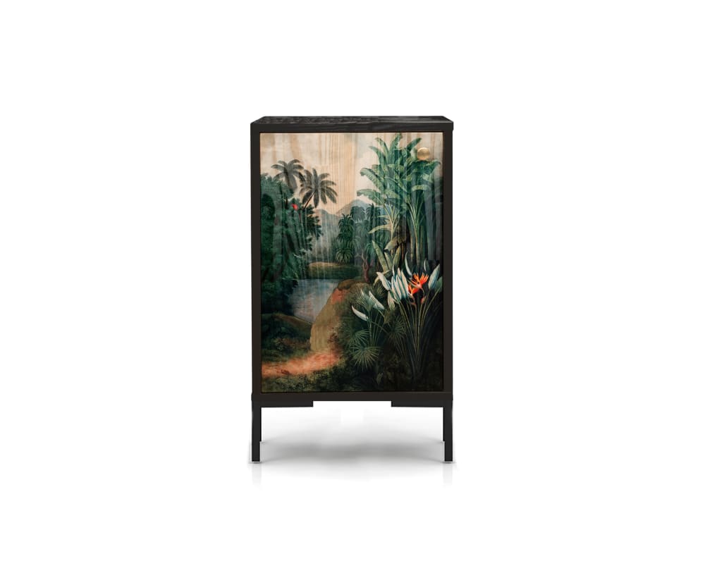 Mesita de noche de MDF estampado Tropical Jungle