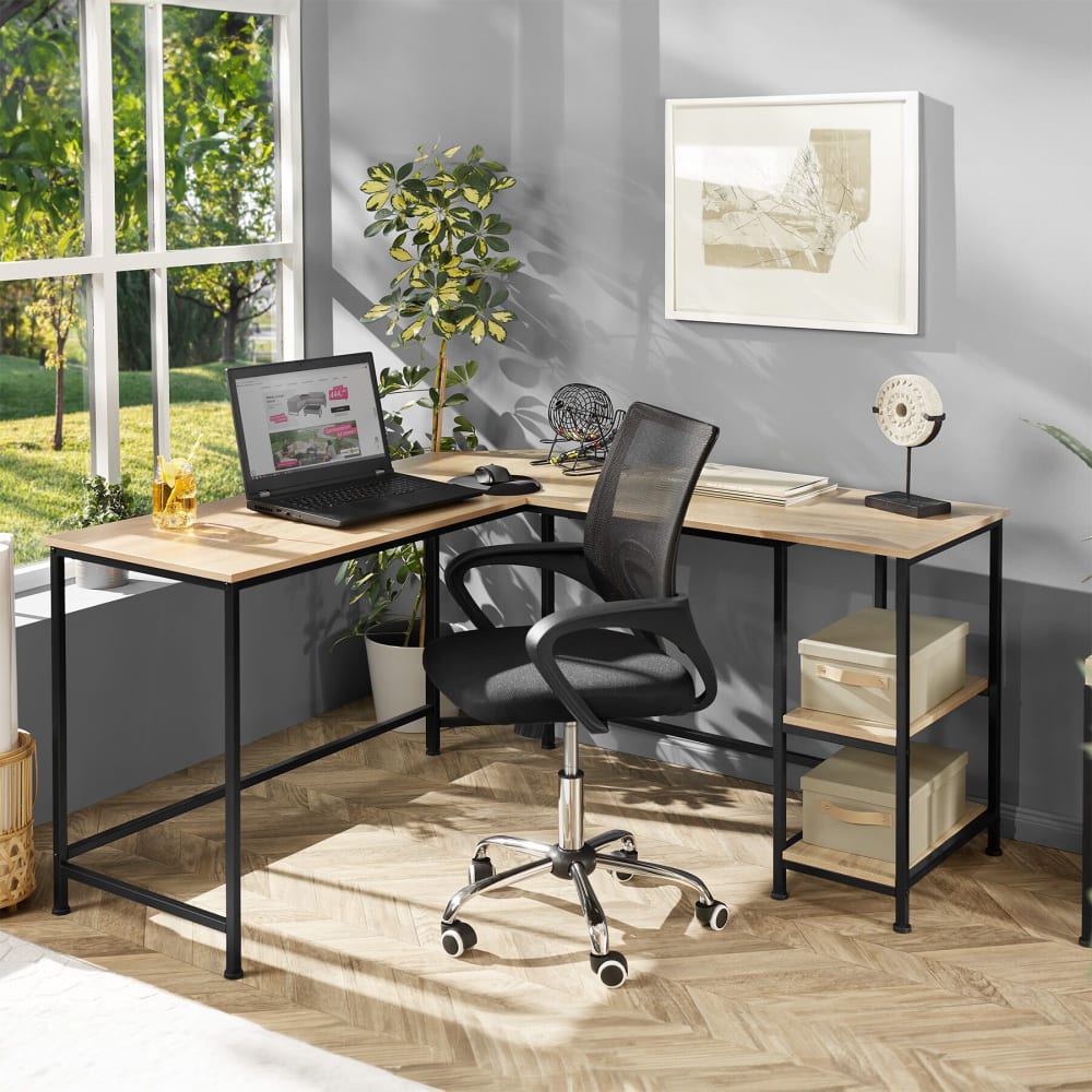 Scrivania stile industriale 138 x 138 x 75,5 cm legno chiaro - LEGNO