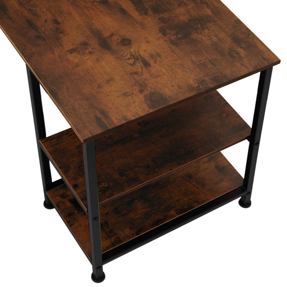 Scrivania stile industriale 138 x 138 x 75,5 cm legno scuro -