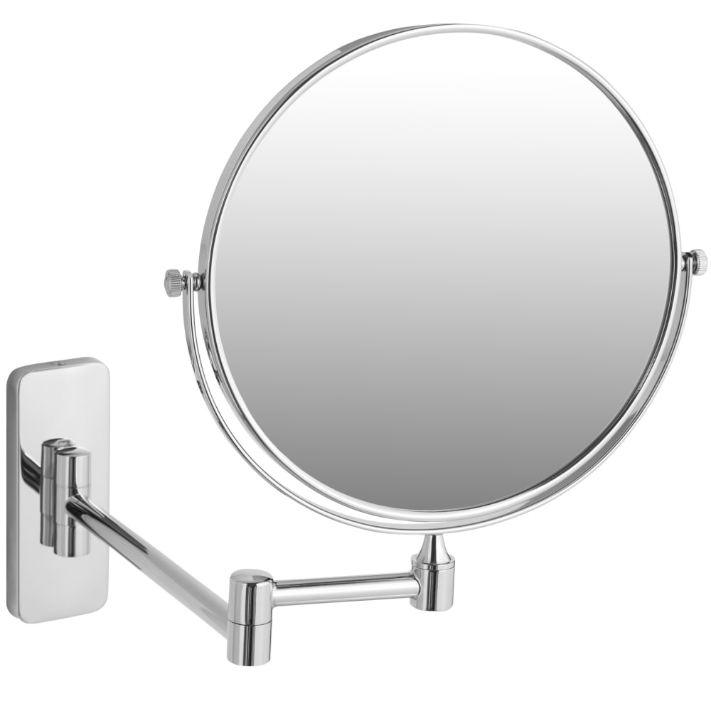 Miroir de maquillage rond en verre double face, grossissant argent