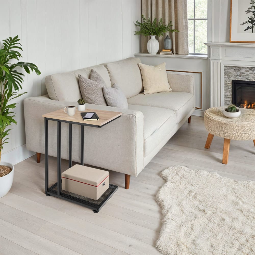 Tavolino stile industriale 48 x 35 x 66 cm legno chiaro - Modello Industriale - LEGNO