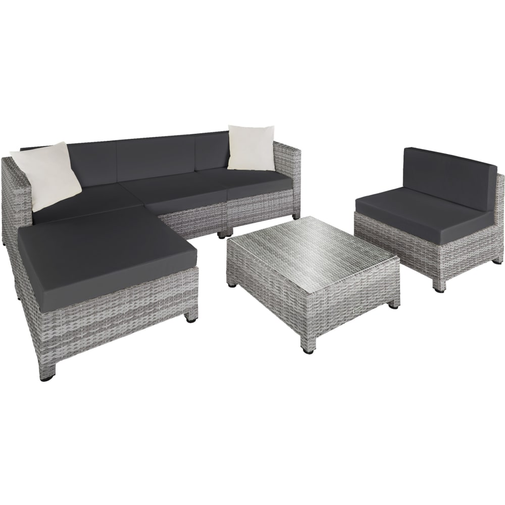 Divano lounge da giardino in rattan e alluminio grigio - Rattan