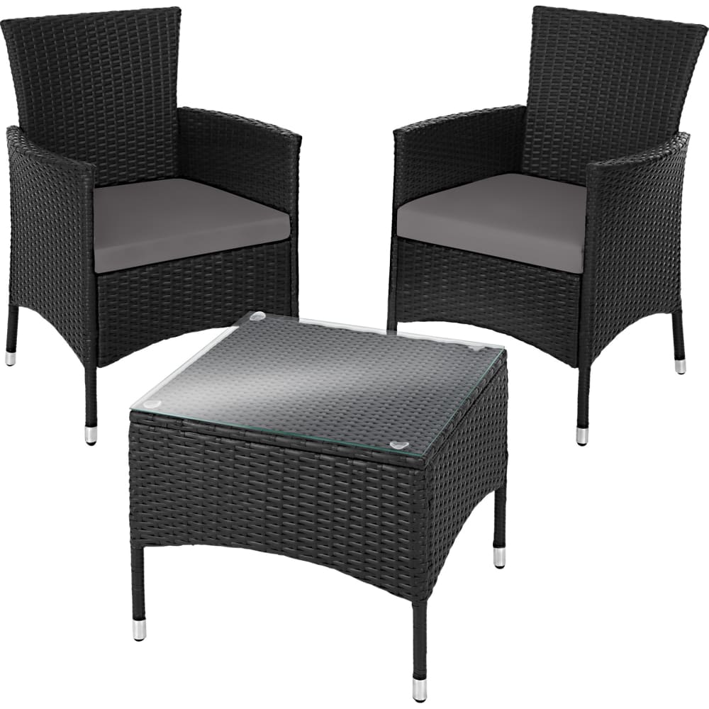 Set da giardino 2 posti resistente con 2 coperture nere - Tectake