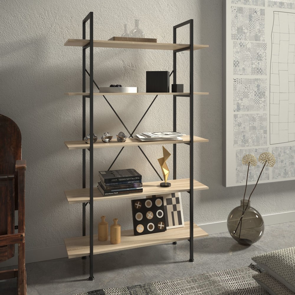 Libreria stile industriale antiribaltamento legno chiaro - LEGNO
