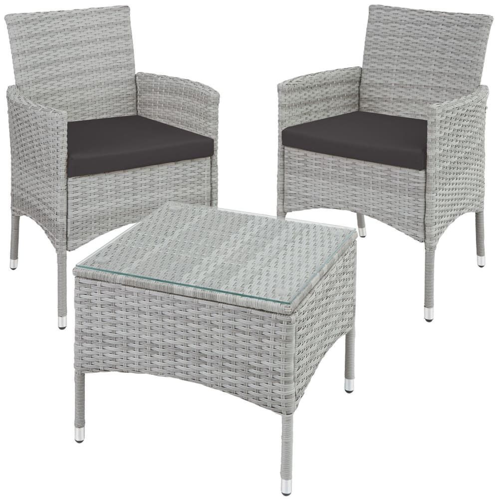 Set da giardino 2 posti con 2 fodere grigio chiaro - Tectake