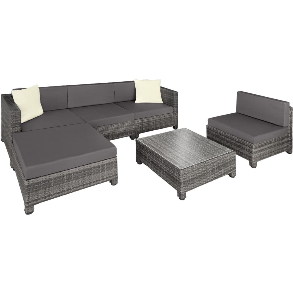 Divano lounge da giardino in rattan e alluminio grigio - Rattan
