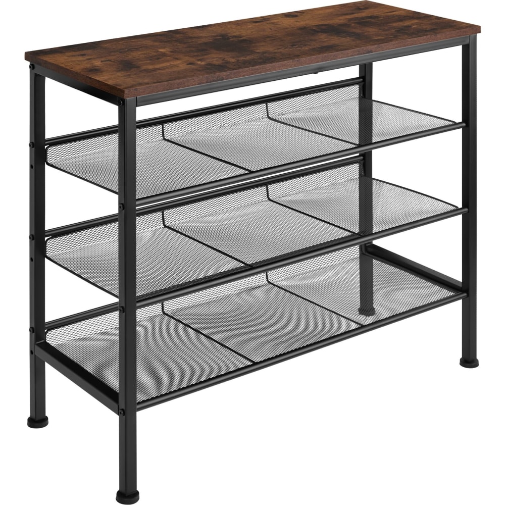 Étagère à chaussures en panneau de fibres 75,5x30,5x69,5cm bois foncé Étagère à chaussures en panneau de fibres 75,5x30,5x69,5cm bois foncé