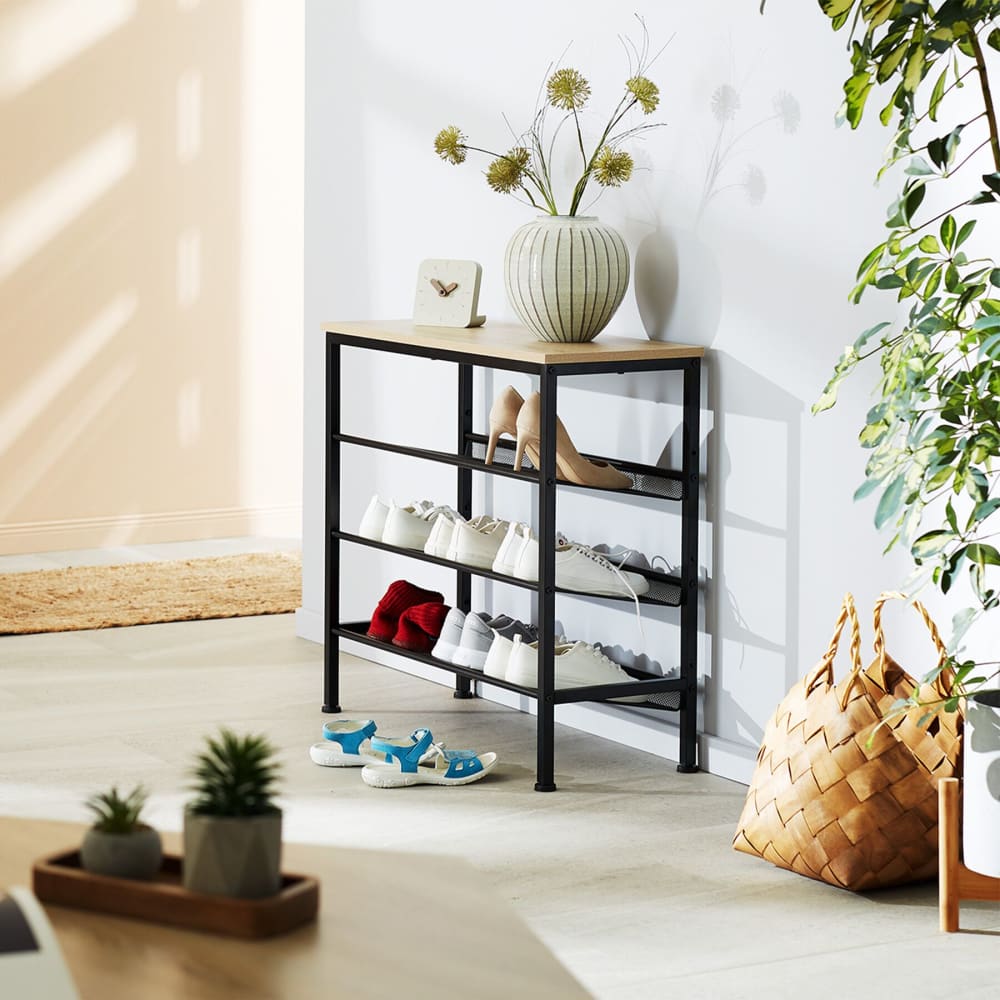 Scarpiera stile industriale 75,5 x 30,5 x 69,5 legno chiaro - LEGNO