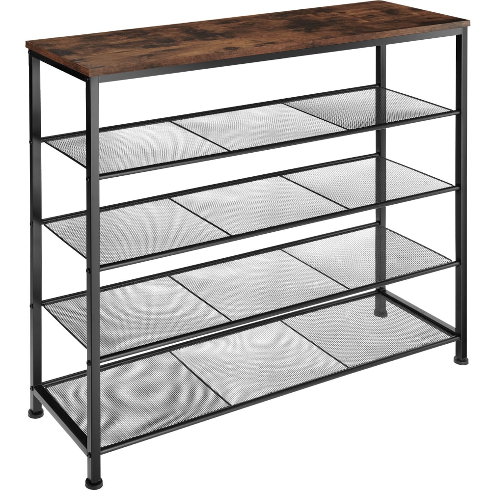 Étagère à chaussures en panneau de fibres 100x30,5x 93cm bois foncé