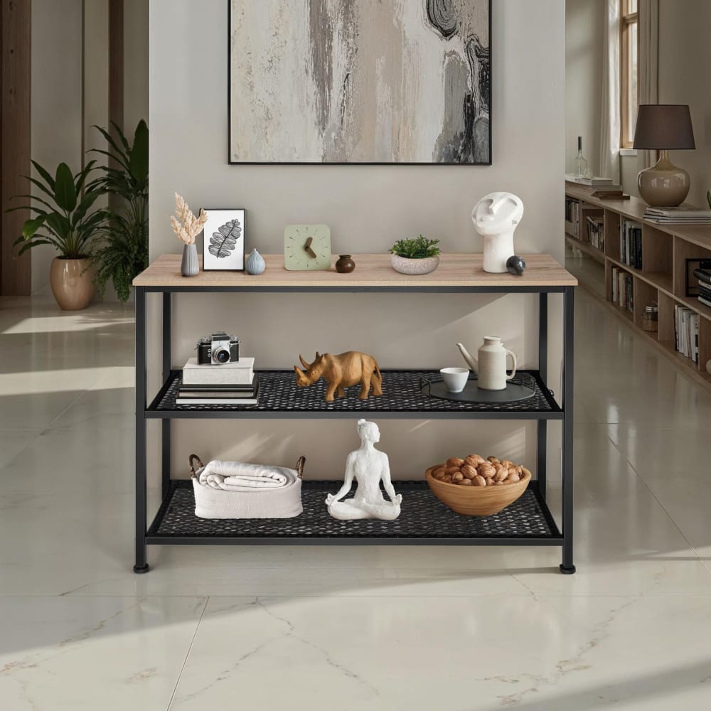 Console stile industriale 100 x 30 x 81 cm legno scuro - LEGNO